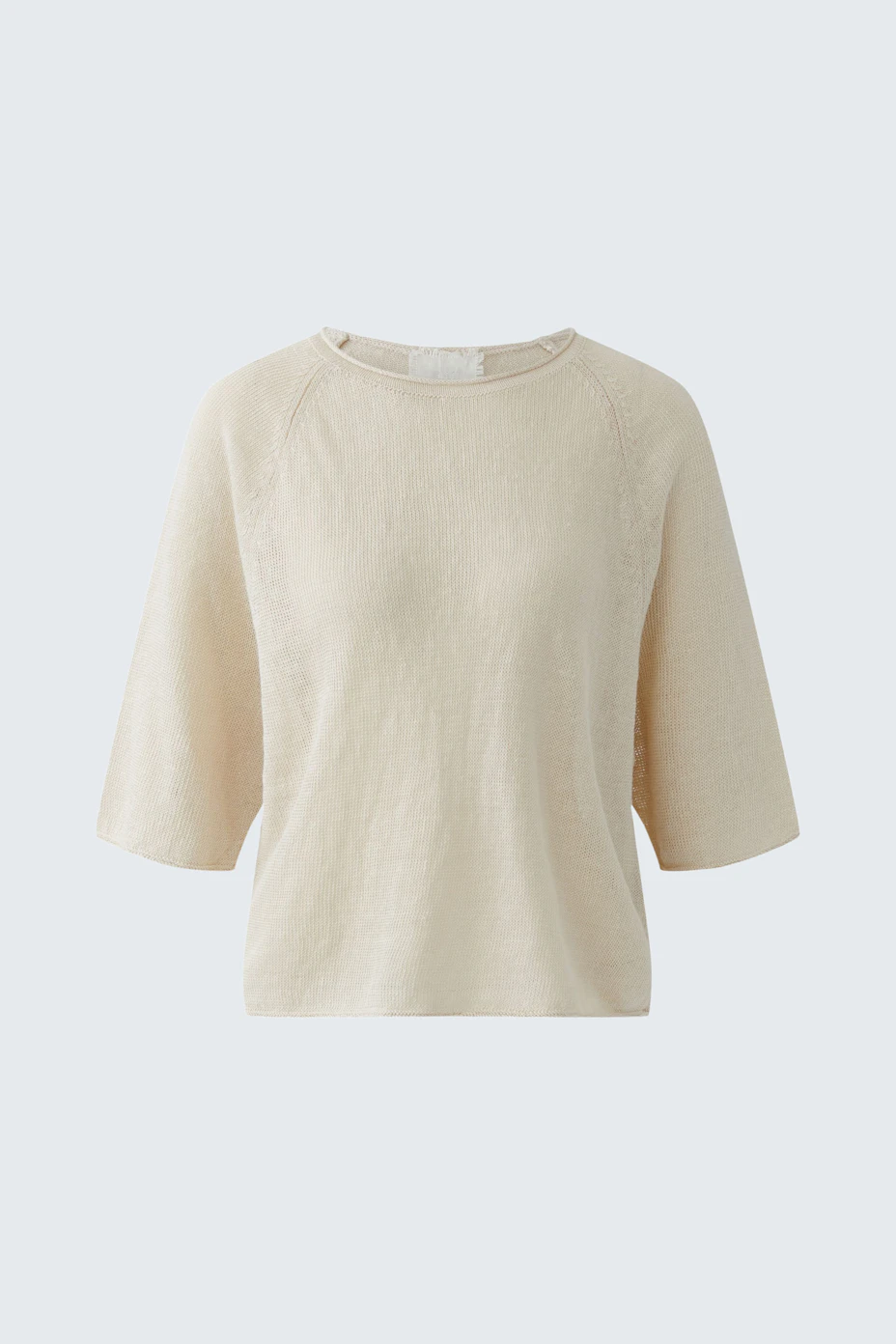 Beiger Damen-Pullover mit kurzen Ärmeln und lässigem Schnitt, ideal für entspannte Outfits.