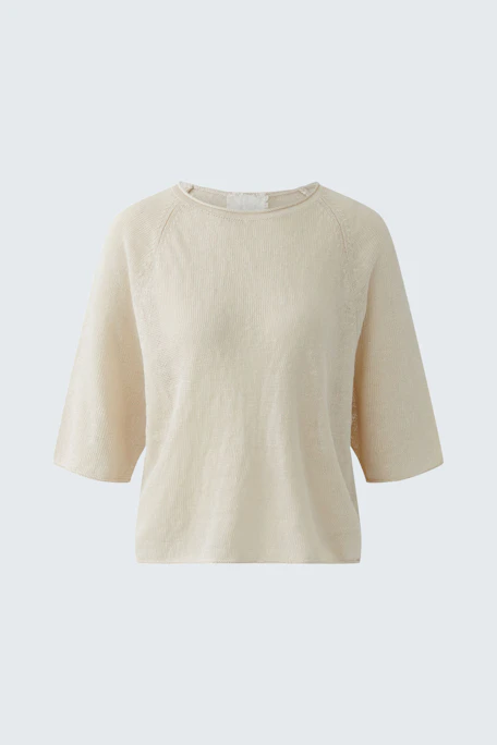 Beiger Damen-Pullover mit kurzen Ärmeln und lässigem Schnitt, ideal für entspannte Outfits.