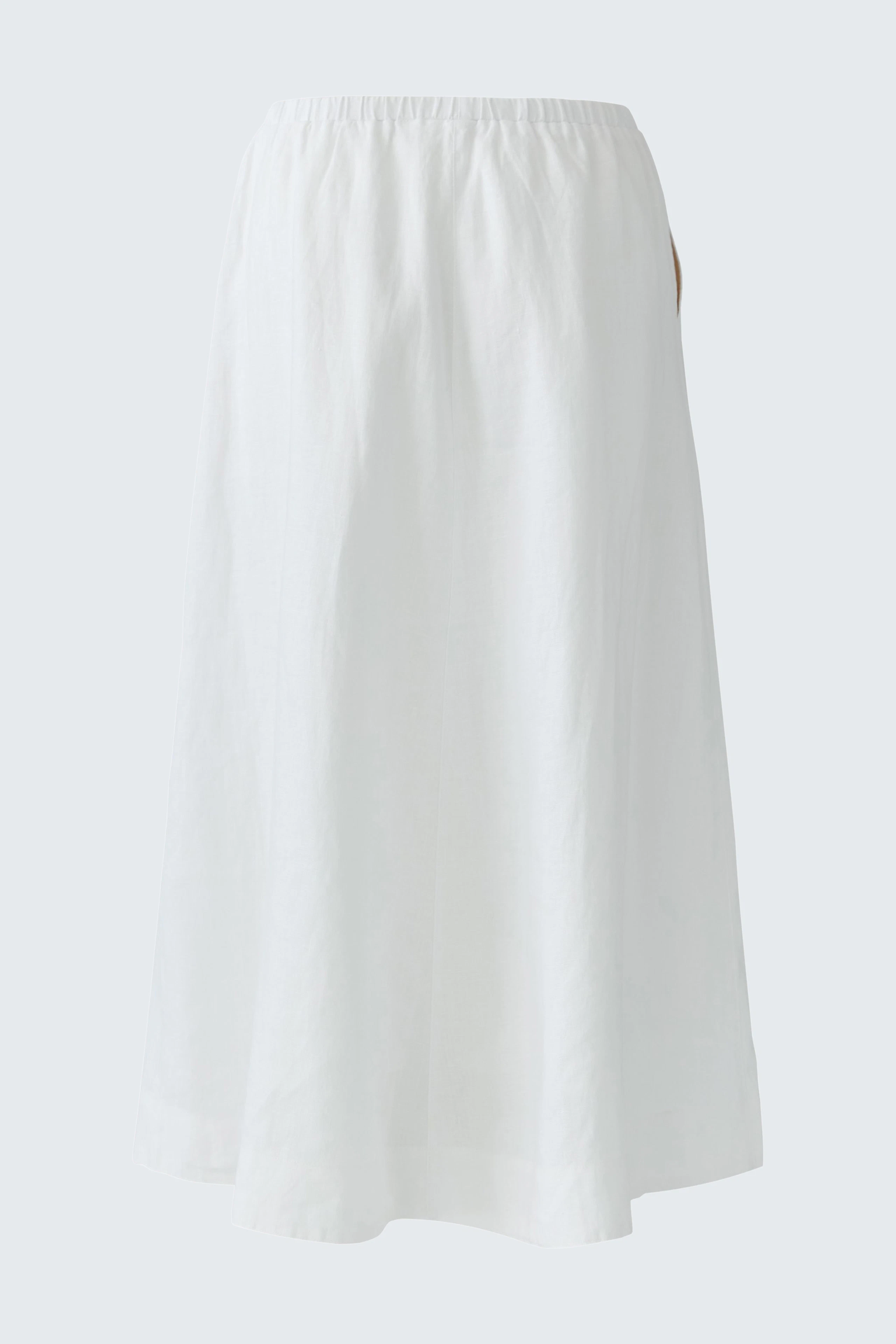 White A-line skirt: Simple, flowing design perfect for casual wear. No model present.