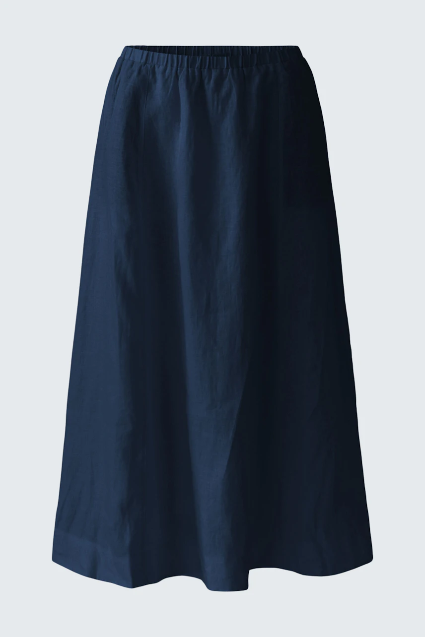 Casual A-line skirt in navy blue, perfect for versatile styling. No model, just the skirt.