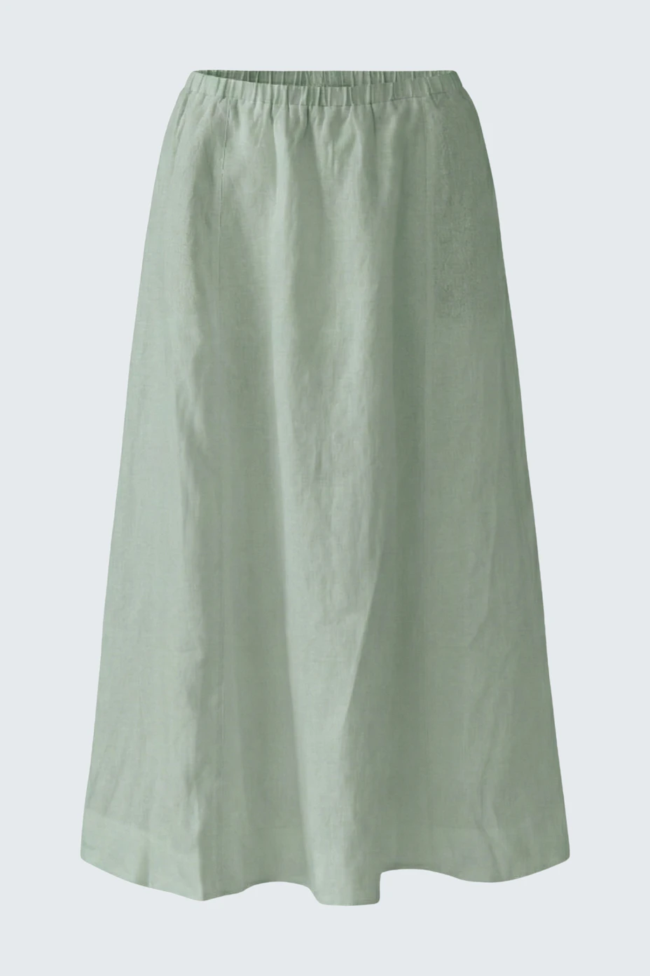 Casual A-line skirt in light green, perfect for a relaxed look. No model, just the skirt.