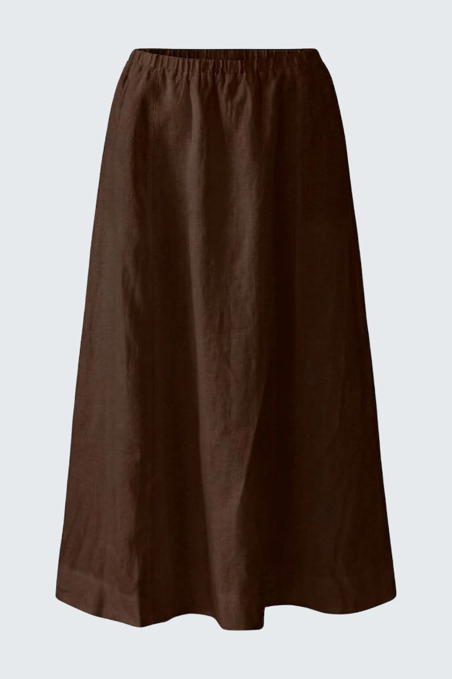 Brown A-line skirt: Simple, versatile design perfect for casual wear. No model, just the skirt.