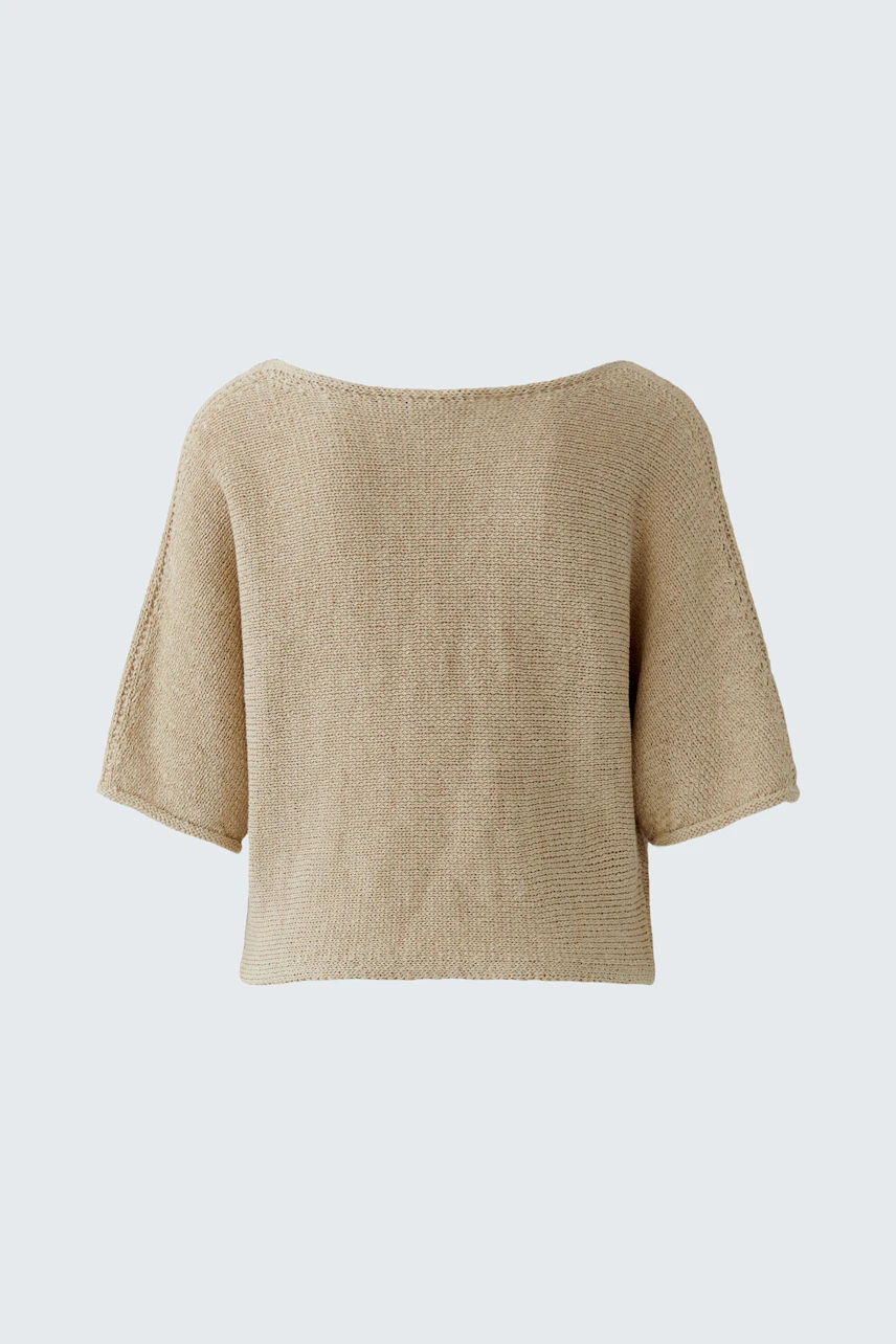 Beiger Damen-Pullover: Lockerer Strickpullover mit weitem Schnitt, ideal für lässige Outfits.