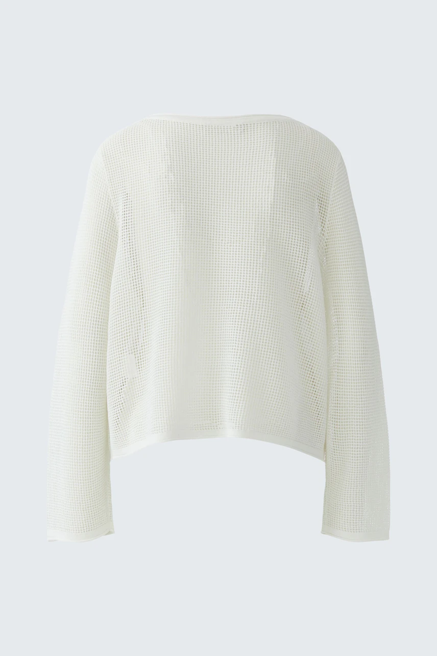 Weißer Damen-Pullover: Schlichter, lockerer Strickpullover ohne Model, ideal für lässige Outfits.