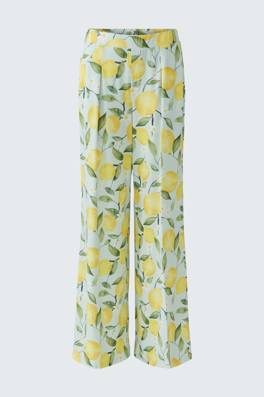 Damenhose mit Zitronenmuster: Weite, sommerliche Hose in frischem Design ohne Model.