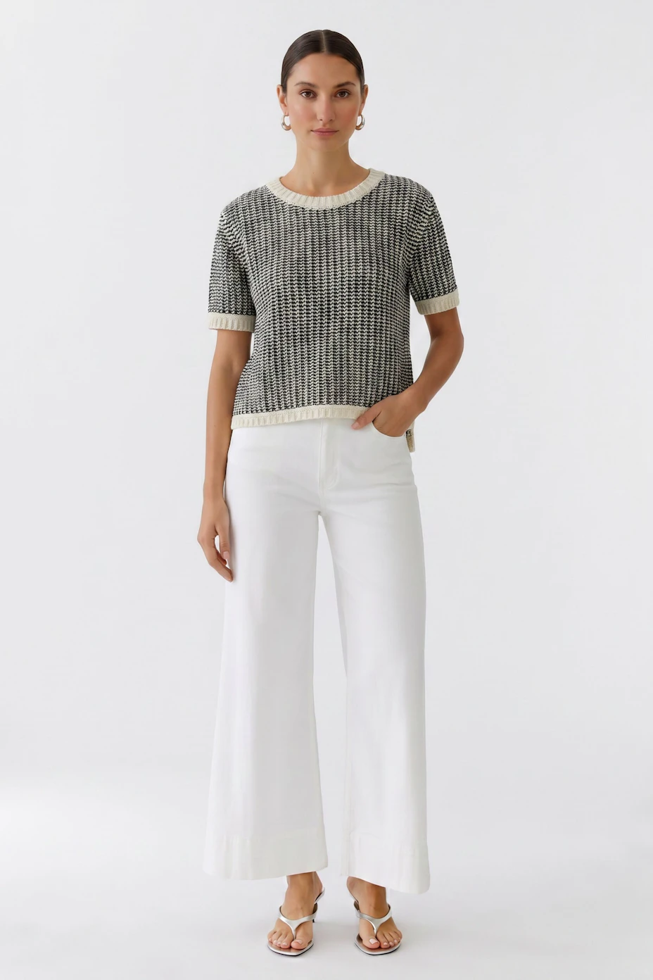 Pullover - white blue