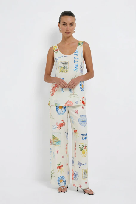Colorful Marlene pants with playful prints, perfect for a vibrant and casual look.