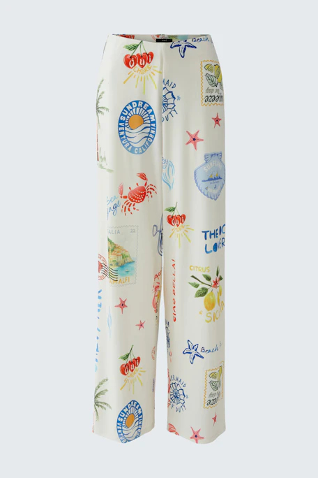 Colorful Marlene pants with playful prints, perfect for a vibrant and casual look.