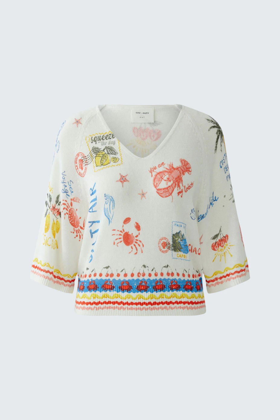 pullover - white red