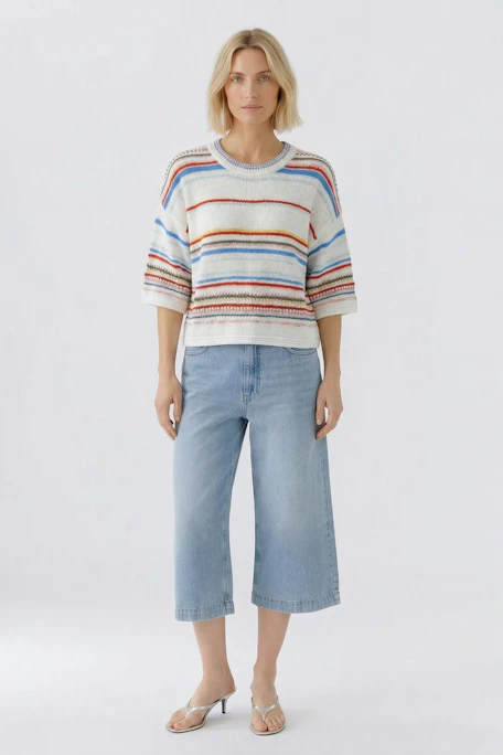 pullover - white red