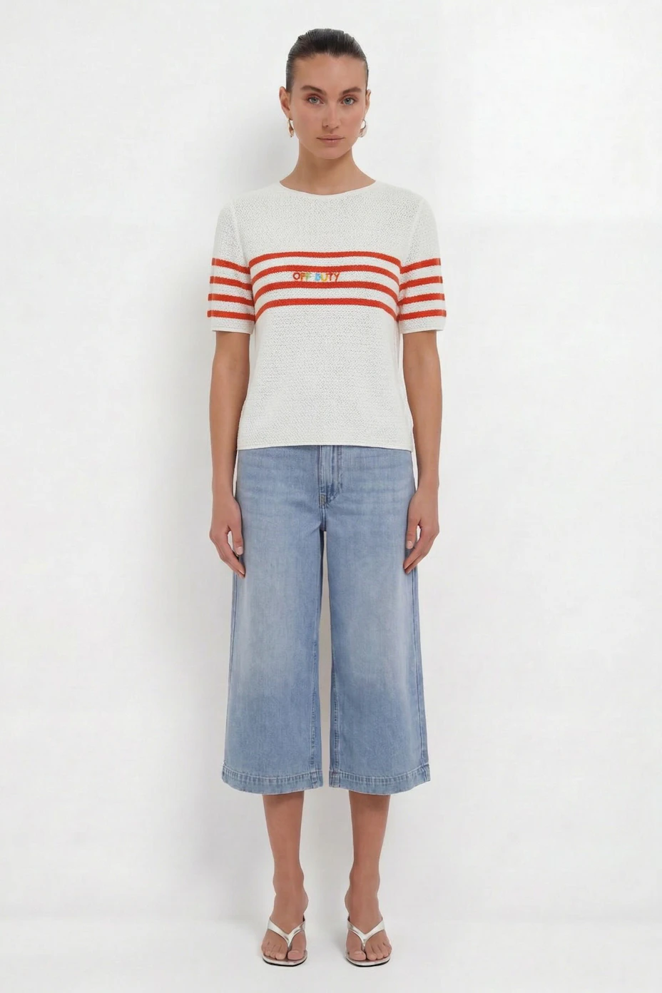 Pullover - white red