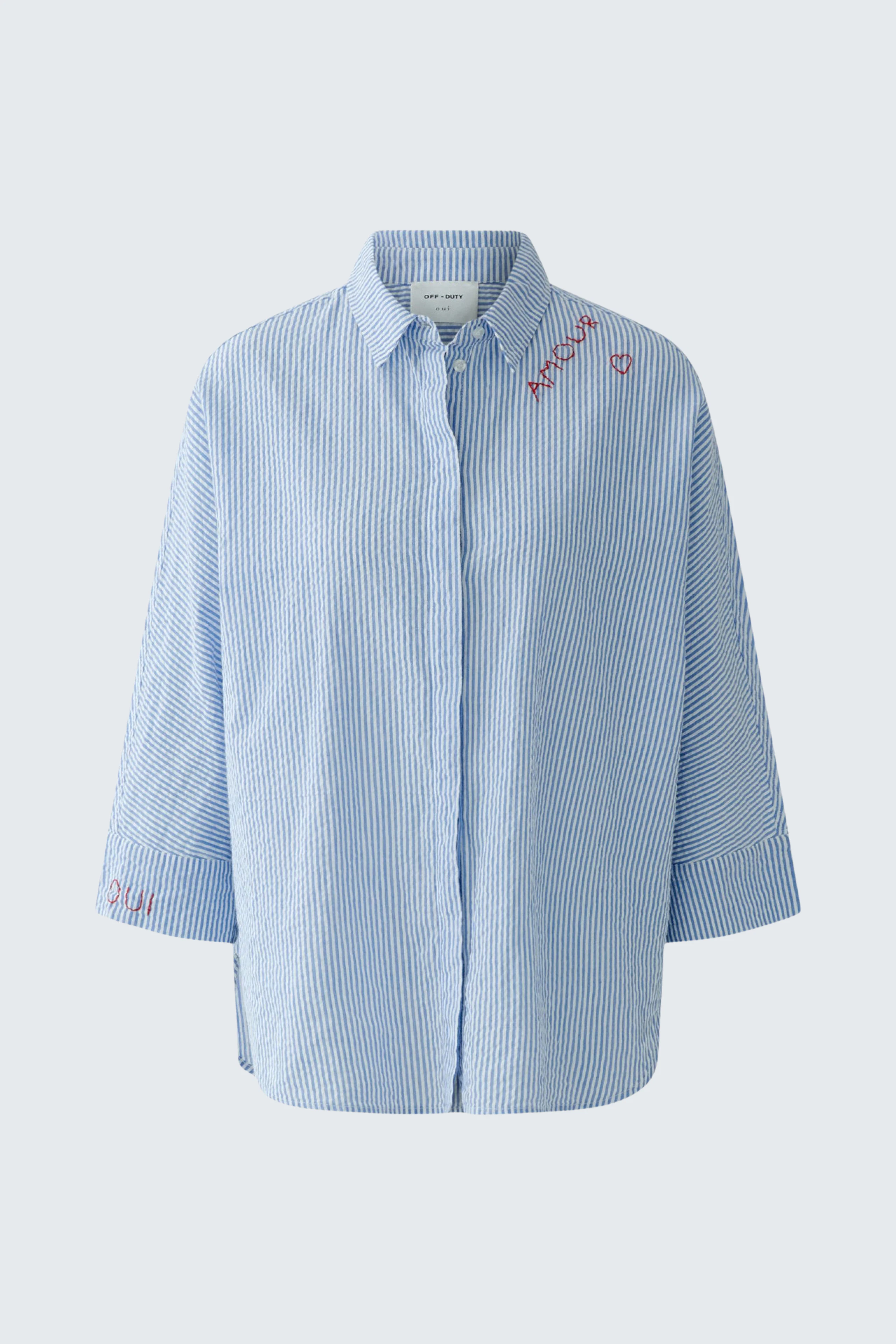 Bluse - lightblue white
