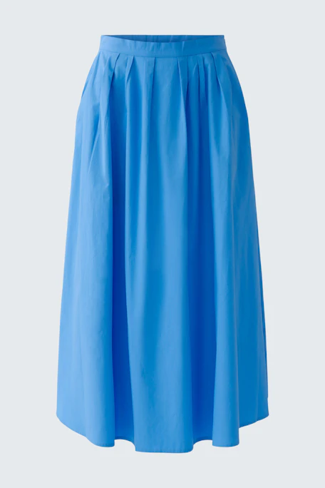 Vibrant blue midi skirt with a flowy silhouette, perfect for casual outings and versatile styling.