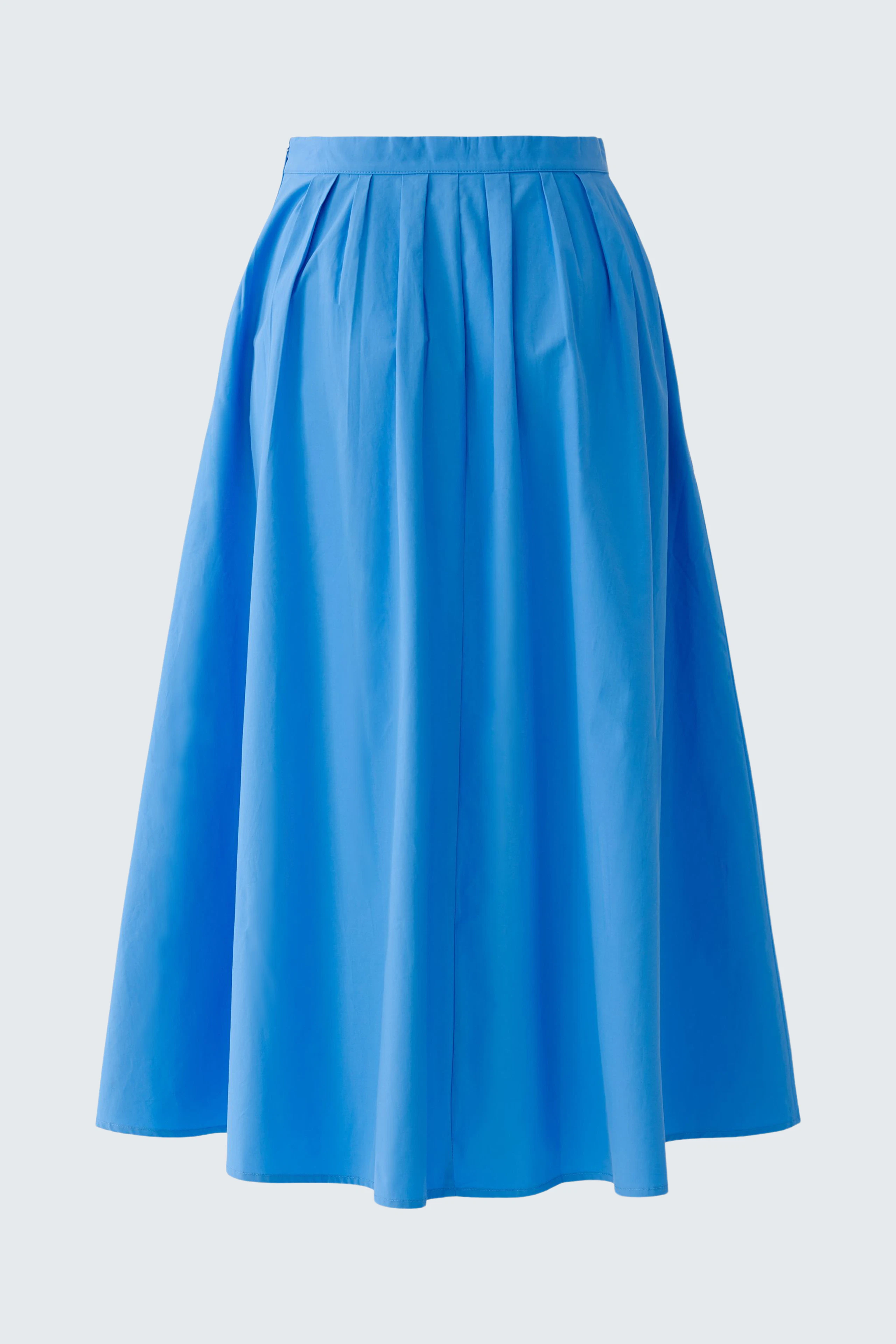 Vibrant blue midi skirt: A-line design with a flowy silhouette, perfect for versatile styling.