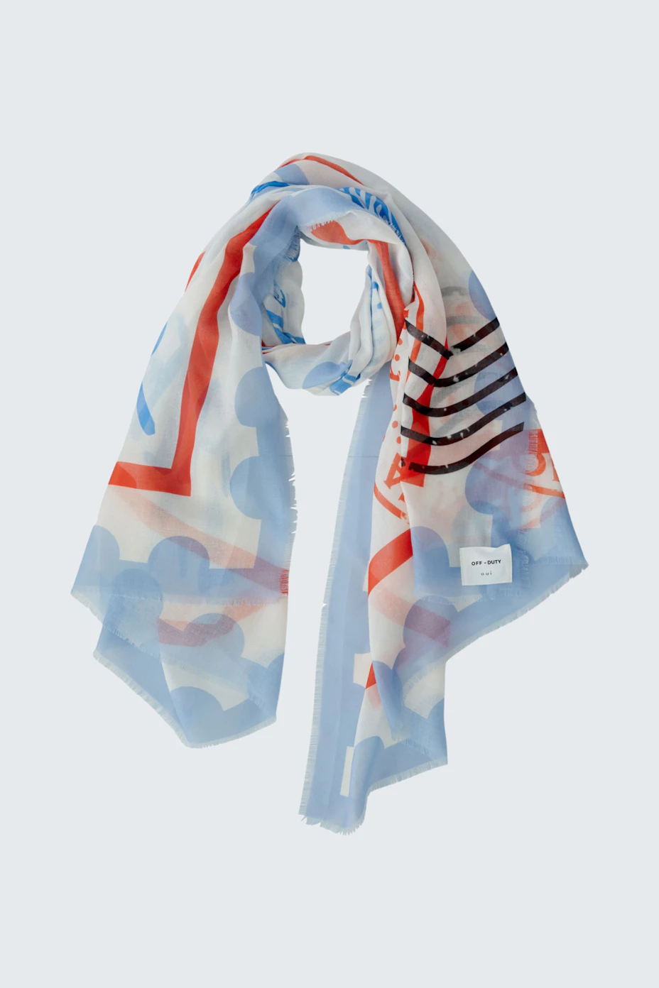 Scarf - white blue