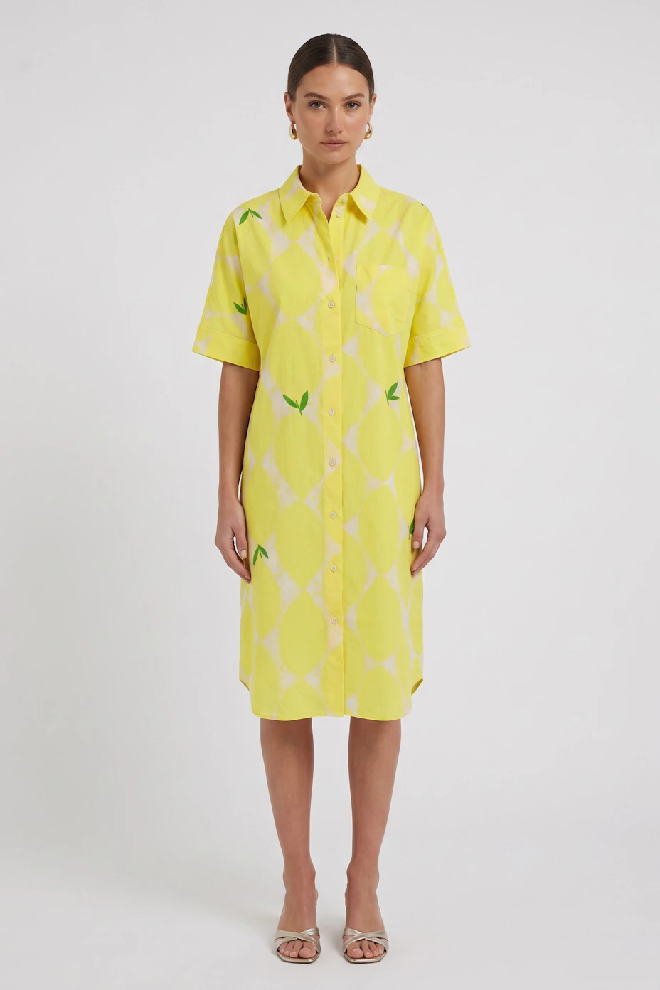 Shirt blouse dress - yellow stone