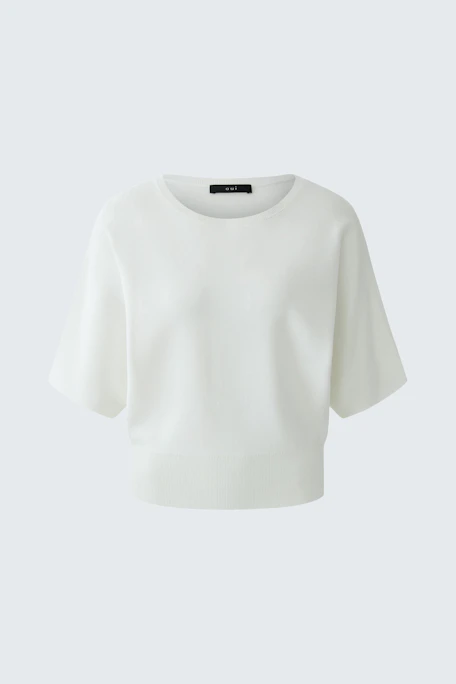Weißer Damen-Pullover: Schlichter, kurzärmeliger Pullover ohne Model, ideal für vielseitige Outfits.