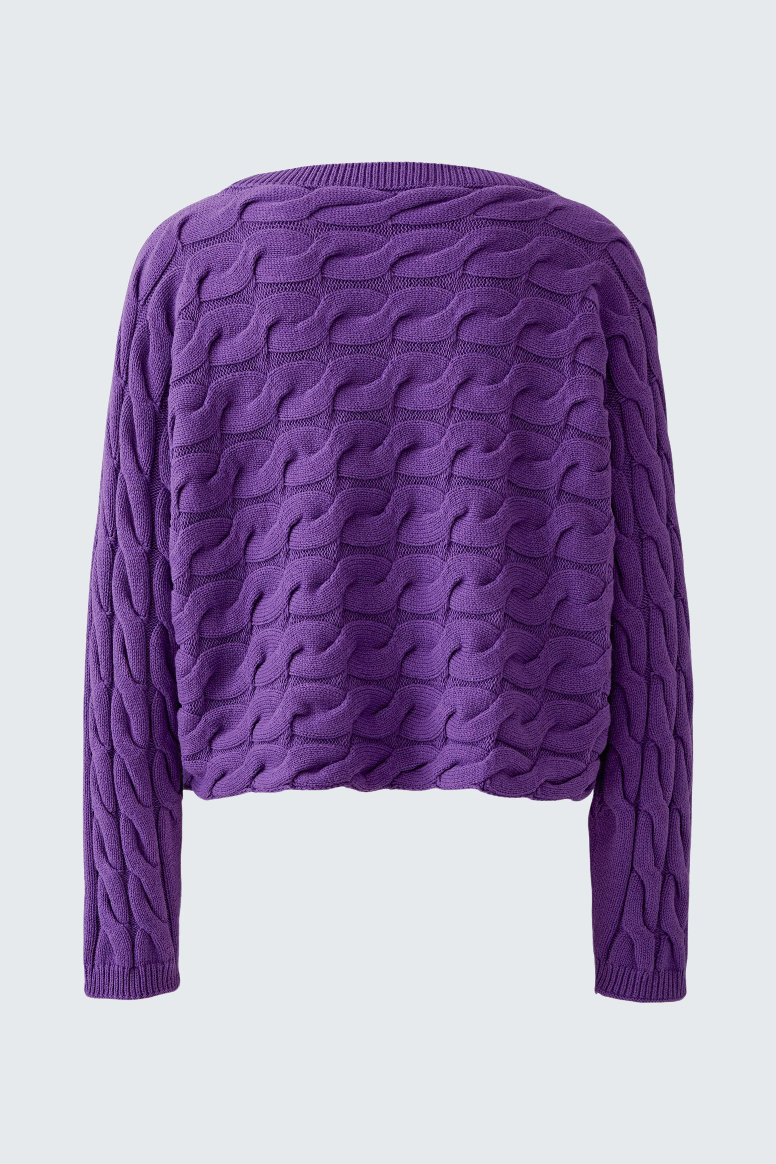 Lila Damen-Pullover: Strukturierter Strickpullover ohne Model, Rückansicht, schlicht und modern.