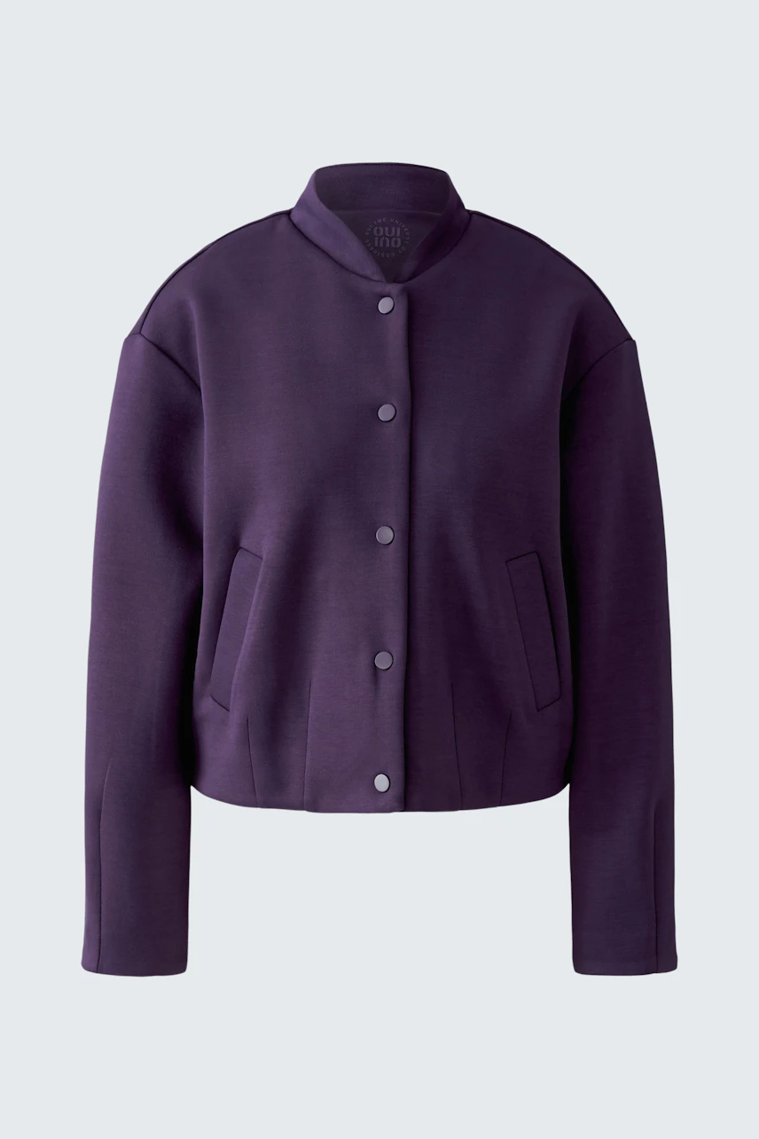 Lila Blouson: Schlichter, knöpfbarer Blouson ohne Model, ideal für einen lässigen Look.