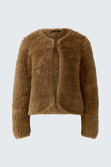Cozy brown cardigan: Soft, textured knit perfect for layering in cooler weather.