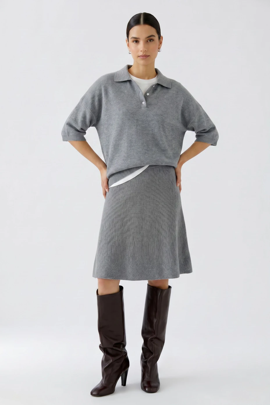 Knitted skirt - steel grey