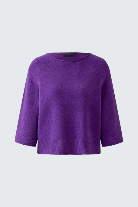 Lila Damen-Pullover: Weicher, kastiger Schnitt, ideal für lässige Outfits. Ohne Model abgebildet.