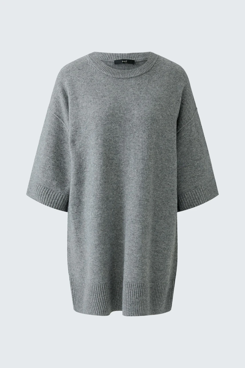Casual grey pullover: Relaxed fit with half sleeves, perfect for a comfortable and stylish look.