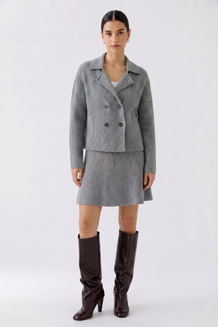 Knit jacket - steel grey