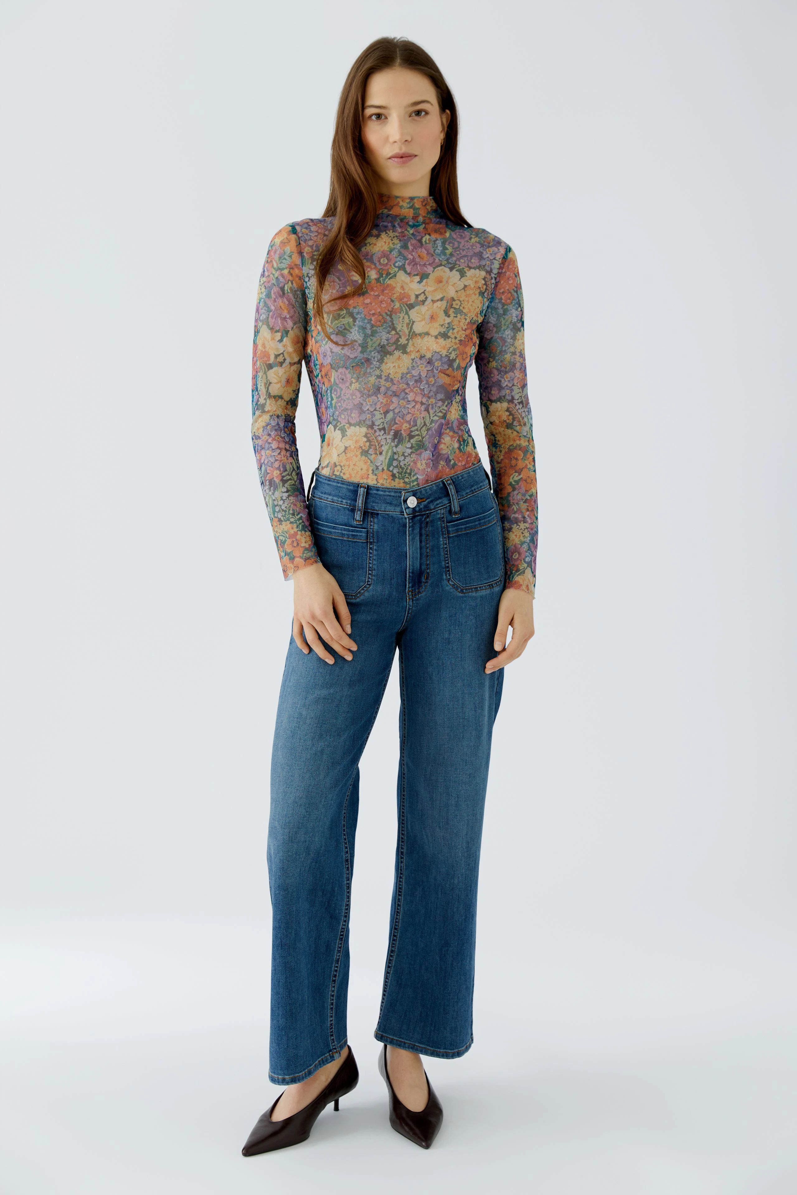 Long-sleeved shirt - darkblue camel