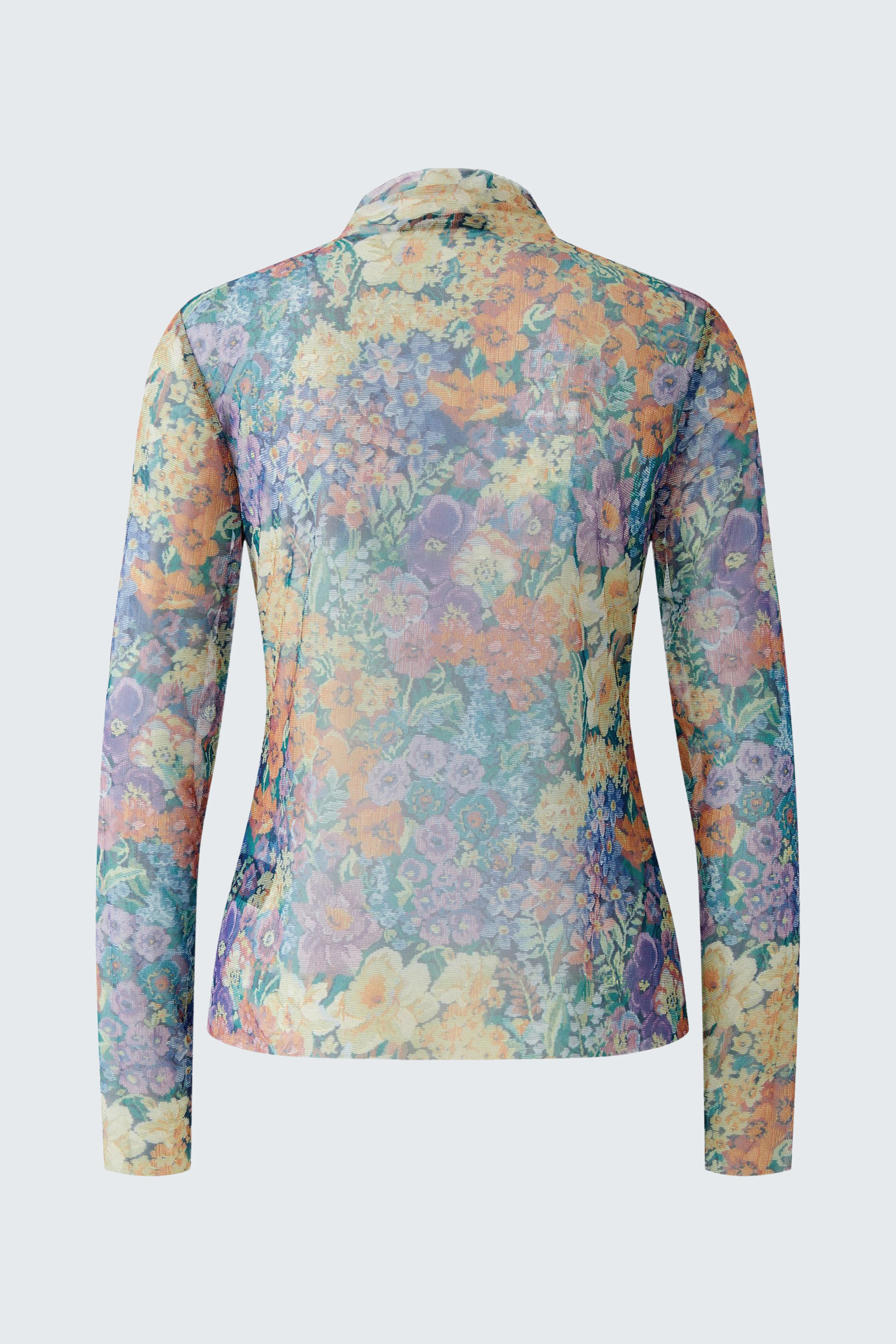 Buntes Langarmshirt mit floralem Muster, Rückansicht. Ideal für einen frischen, modischen Look.