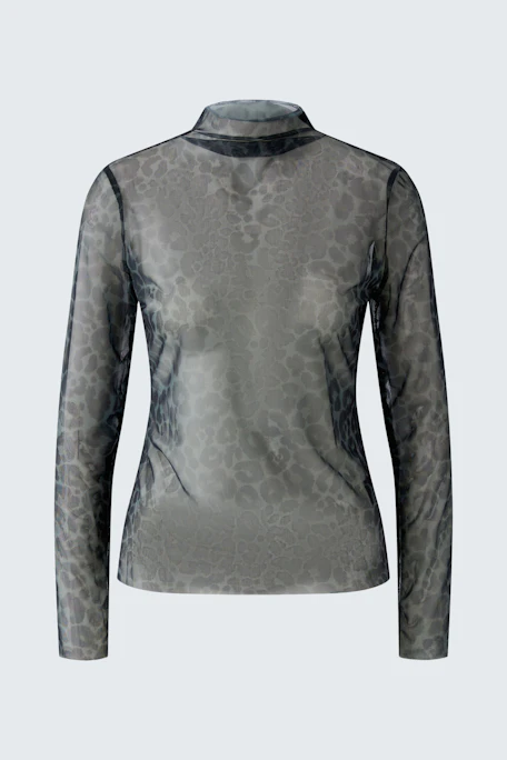 Transparenter Langarmshirt: Graues, leichtes Shirt mit dezentem Muster, ideal für vielseitige Outfits.