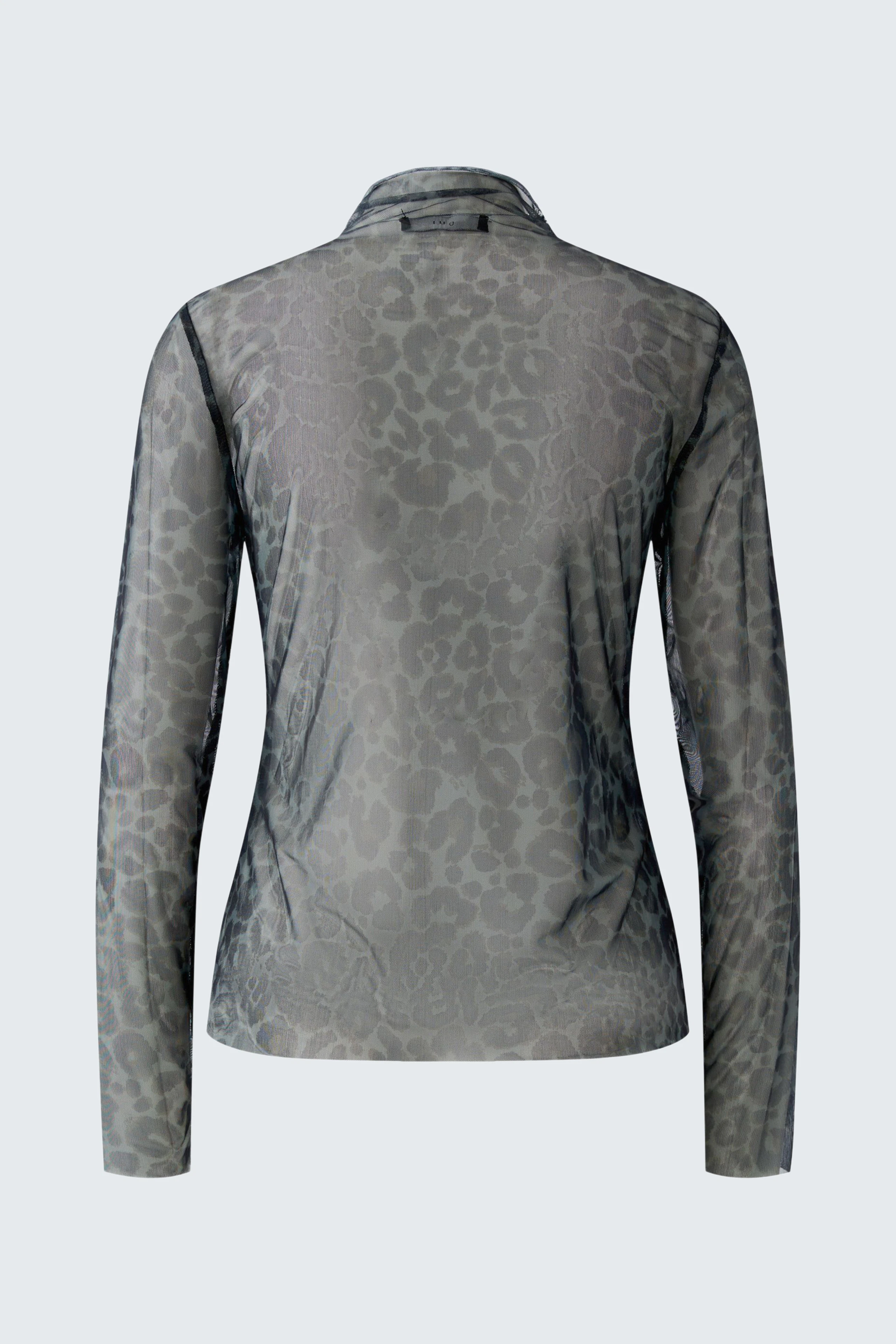 Graues Langarmshirt mit dezentem Muster, Rückansicht. Ideal für lässige Outfits.