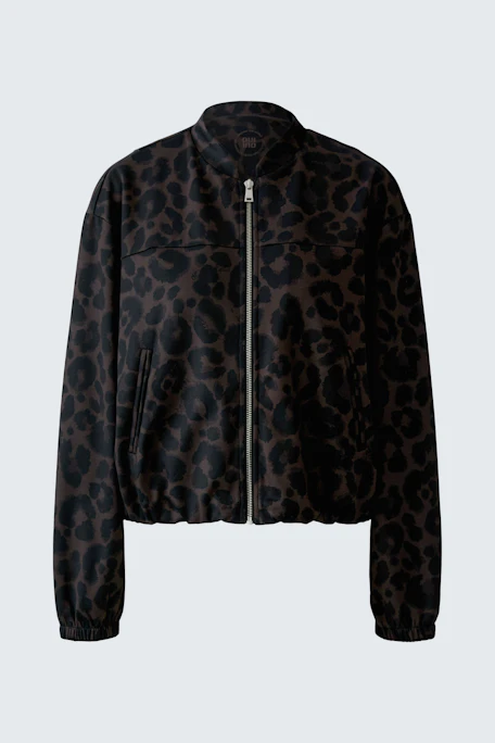 Leopard print blouson: Casual women's jacket with zip closure, perfect for a trendy, relaxed look.