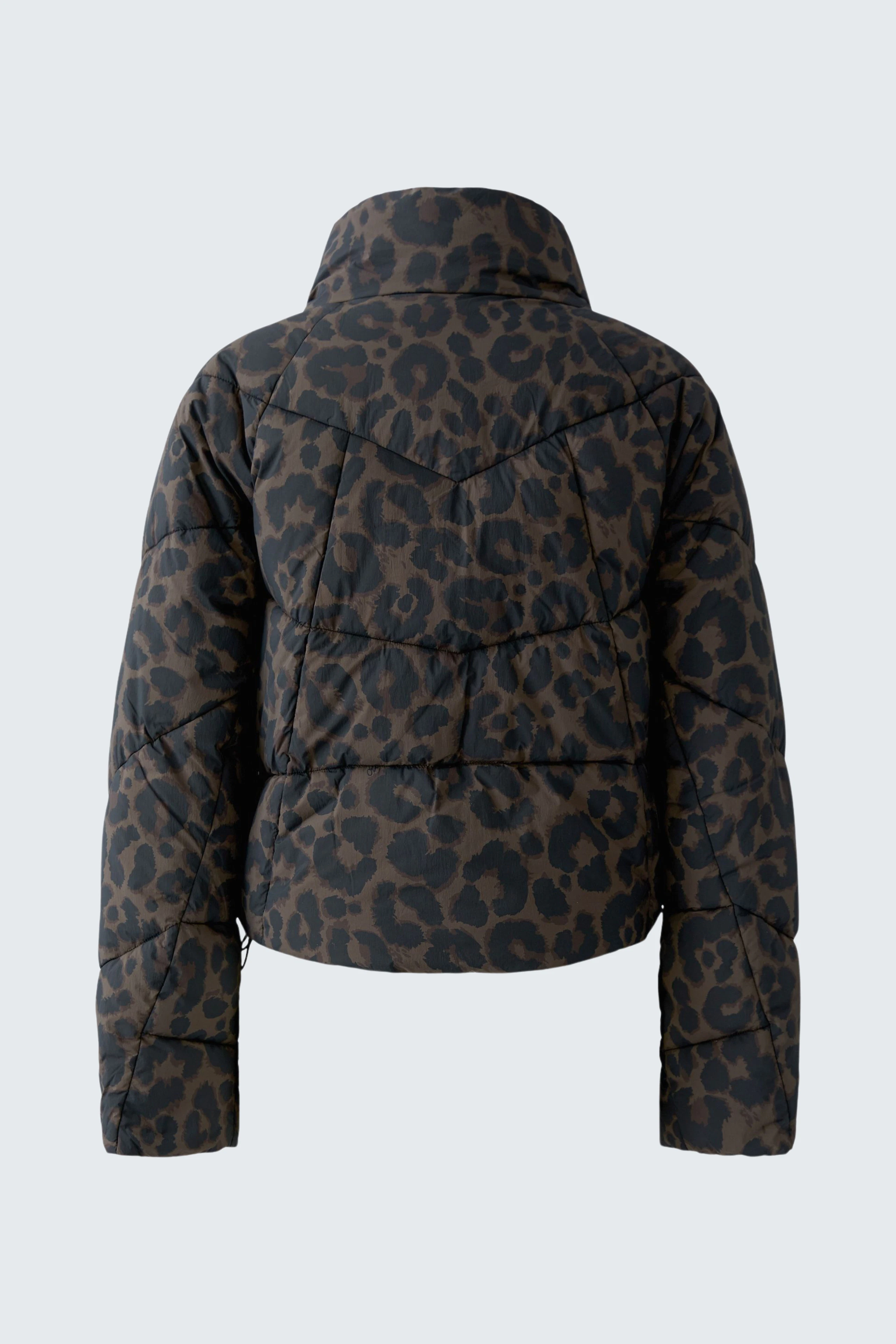 Leopard print outdoor jacket: A stylish, warm piece for women, perfect for chilly days.