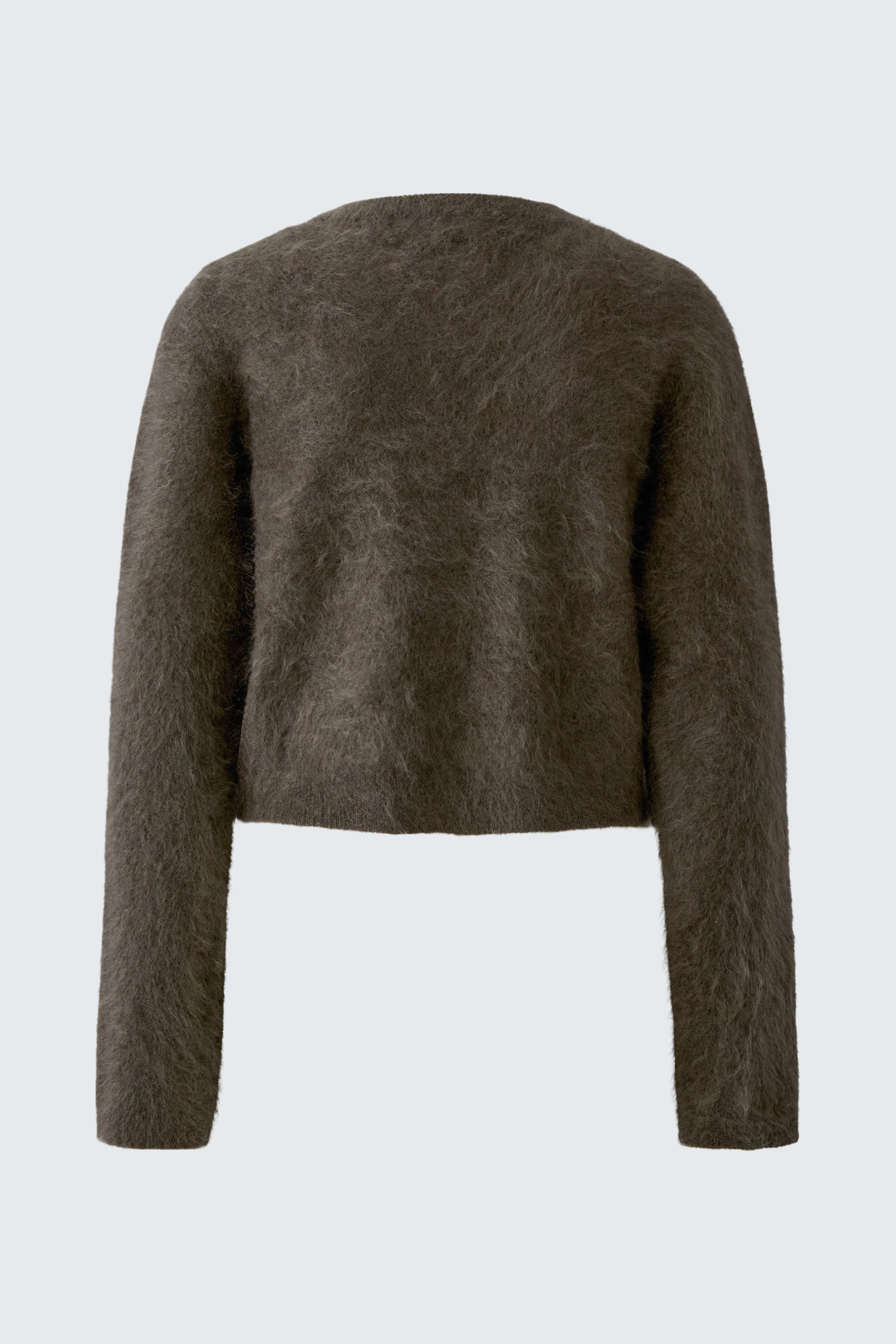 Kuschelige Strickjacke in Braun: Weiches Material, ideal für kühle Tage. Ohne Model, nur das Kleidungsstück.