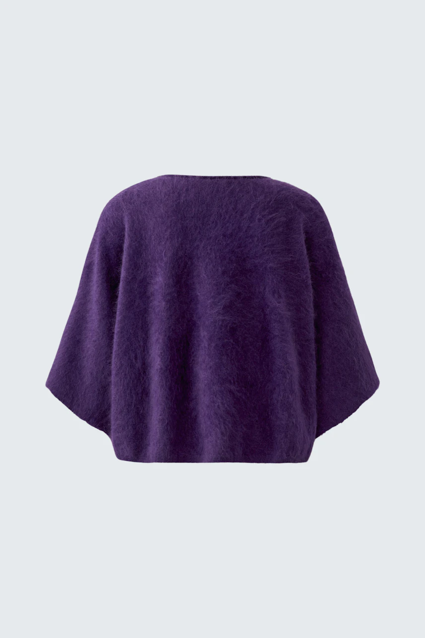 Purple pullover: Soft, fluffy texture, perfect for cozy days. No model, just the garment displayed.