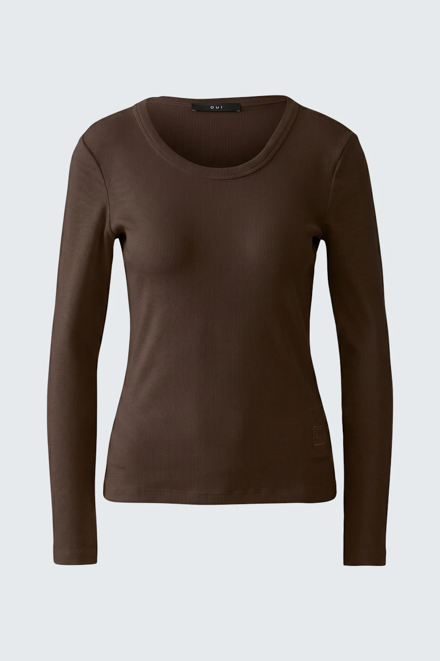 Braunes Langarmshirt: Schlichtes Design, ideal für den Alltag. Perfekt kombinierbar mit Jeans oder Röcken.
