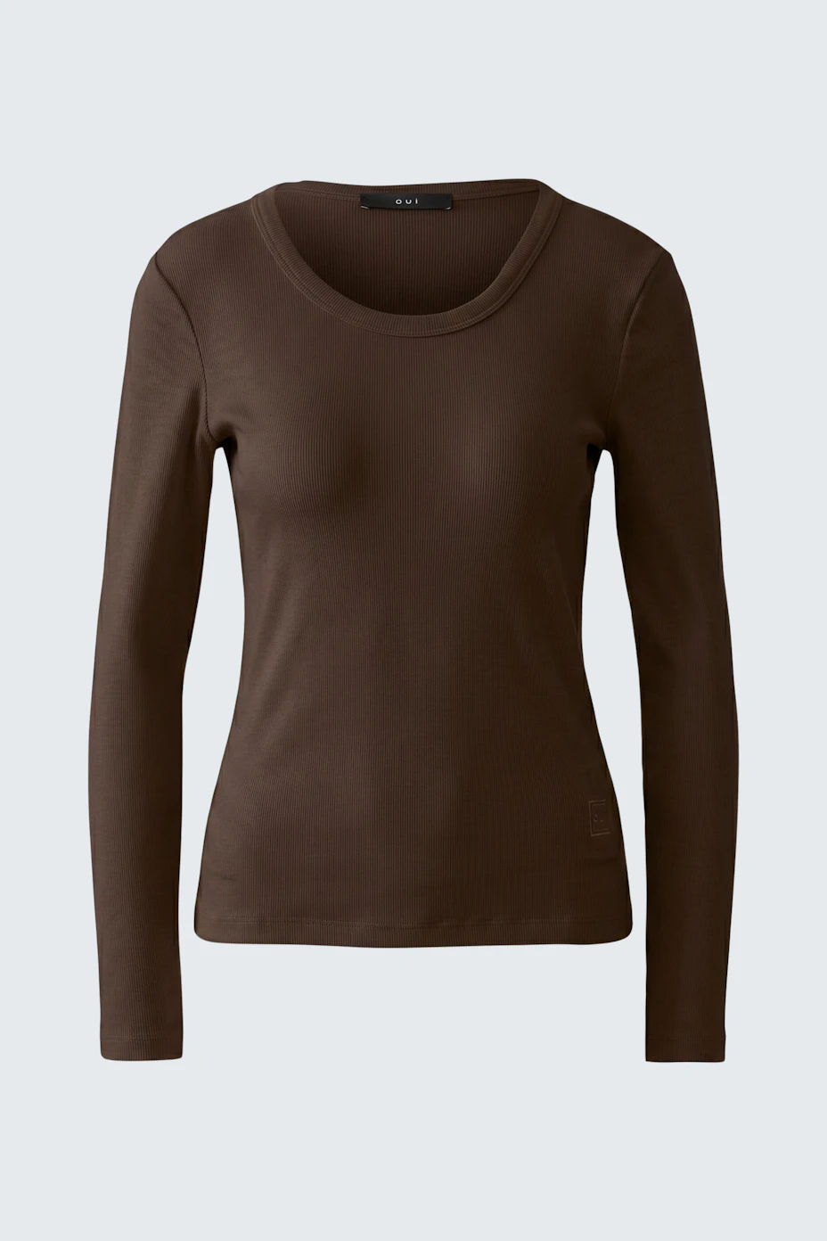 Braunes Langarmshirt: Schlichtes Design, ideal für den Alltag. Perfekt kombinierbar mit Jeans oder Röcken.