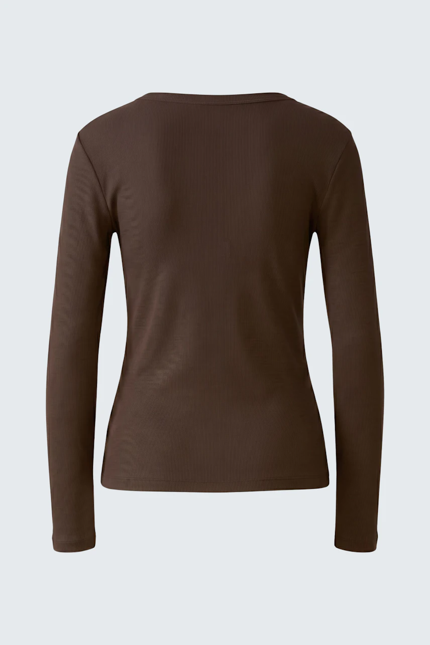 Braunes Langarmshirt: Schlichtes Design, ideal für den Alltag. Perfekt kombinierbar mit Jeans oder Röcken.