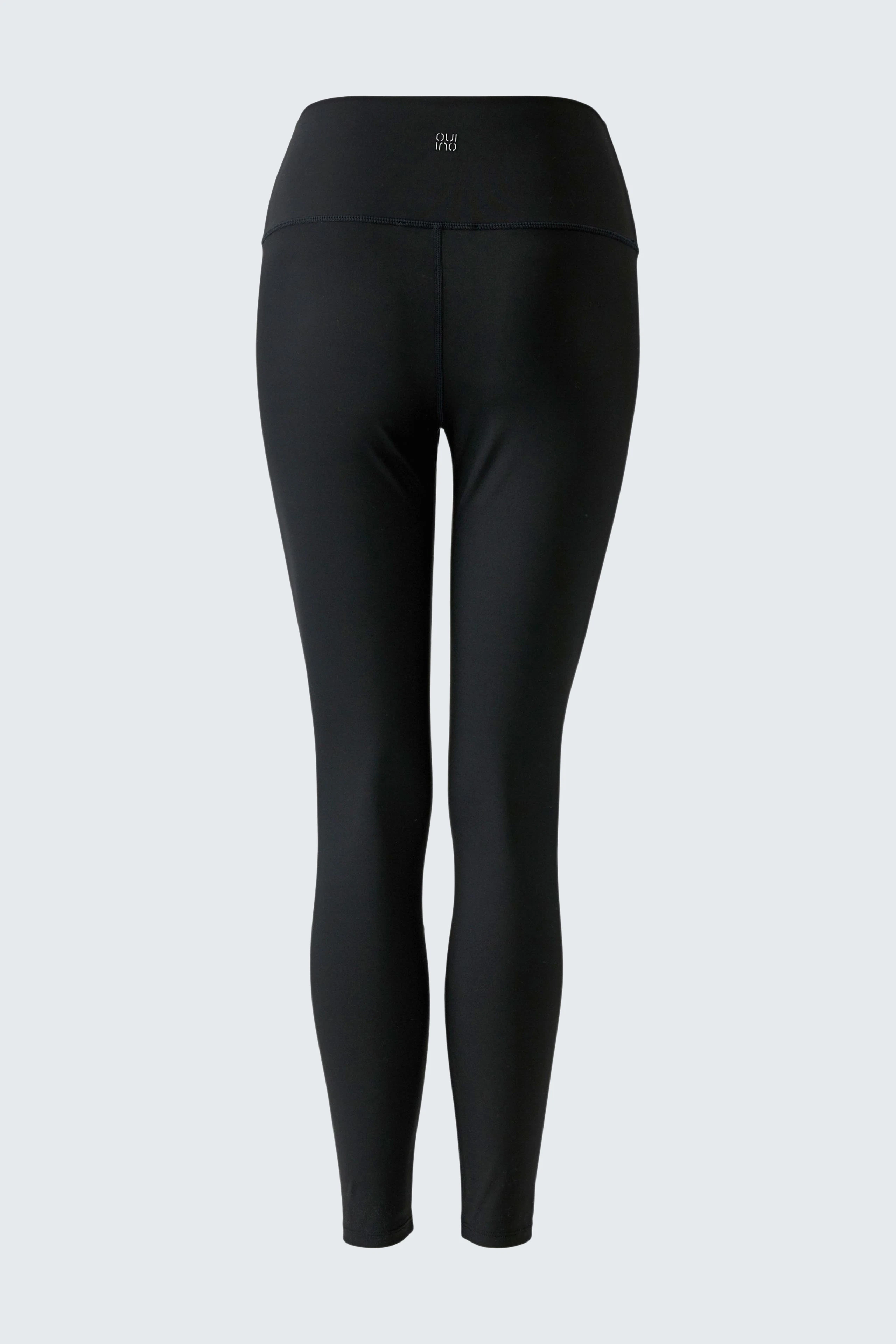 Black leggings: Sleek, high-waisted design for versatile wear. No model, just the garment shown.