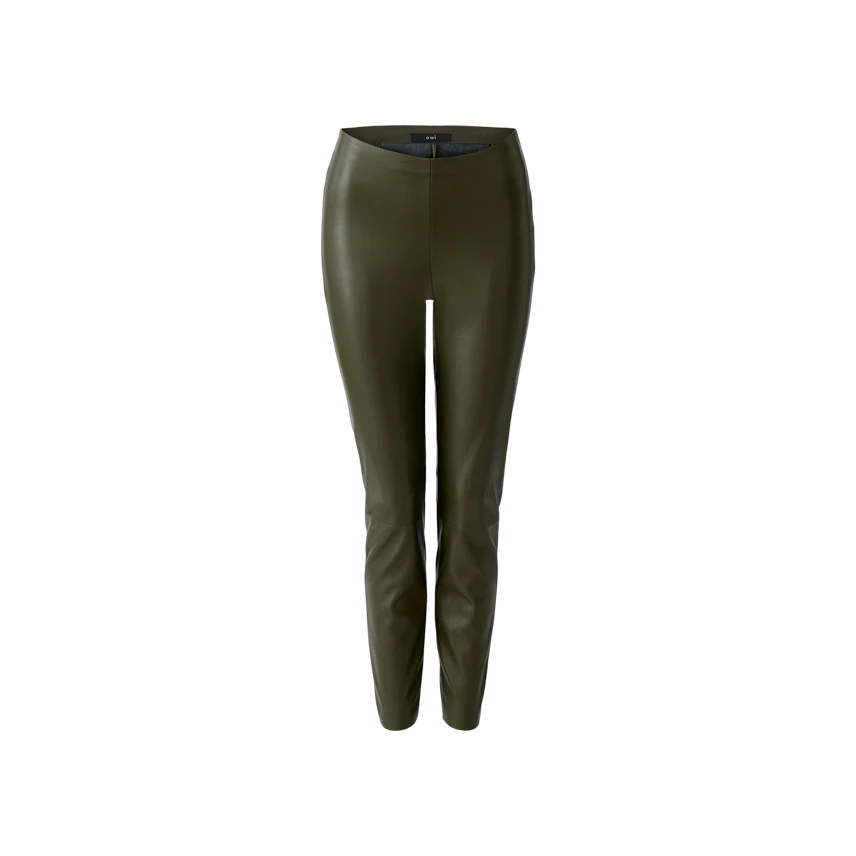 Trendy women's leggings in dark green with a sleek fit, perfect for casual wear.