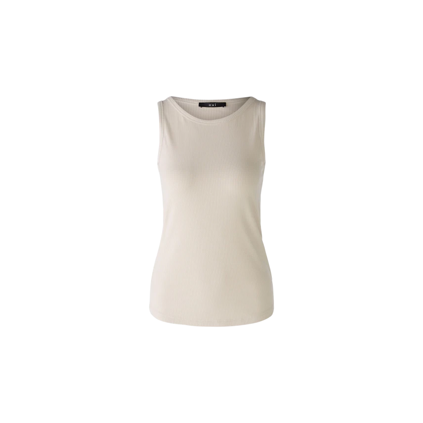 Elegant women's top in soft beige, perfect for layering or wearing alone.