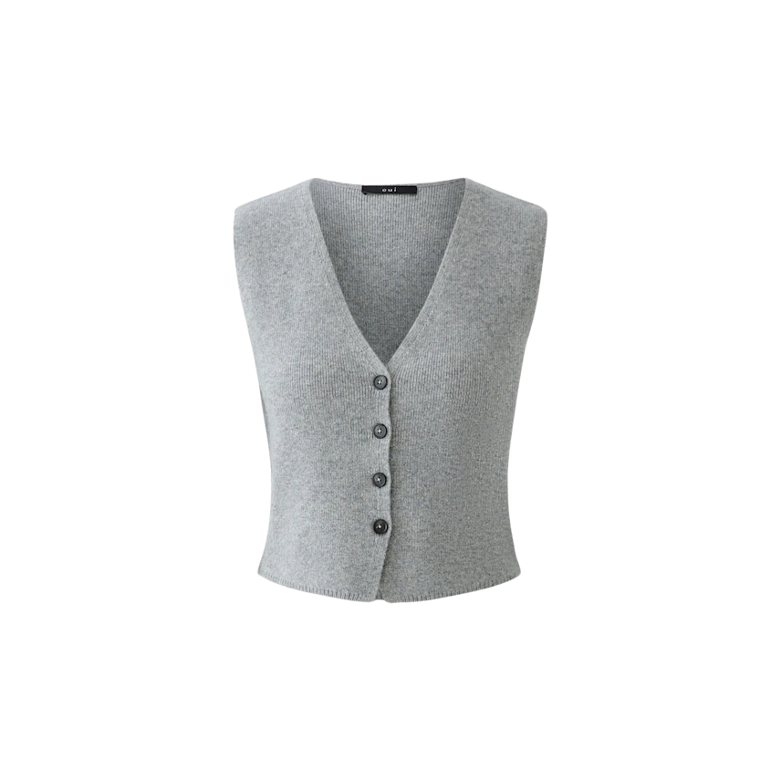 Image 6 of Knitted waistcoat - river stone in river stone | Oui
