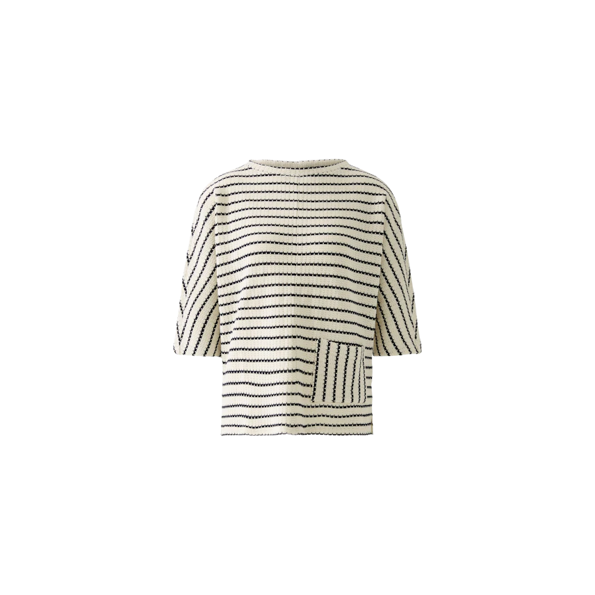 Bequemer Damen-Sweatshirt: Gestreifter Pullover mit lässigem Schnitt und praktischer Tasche.