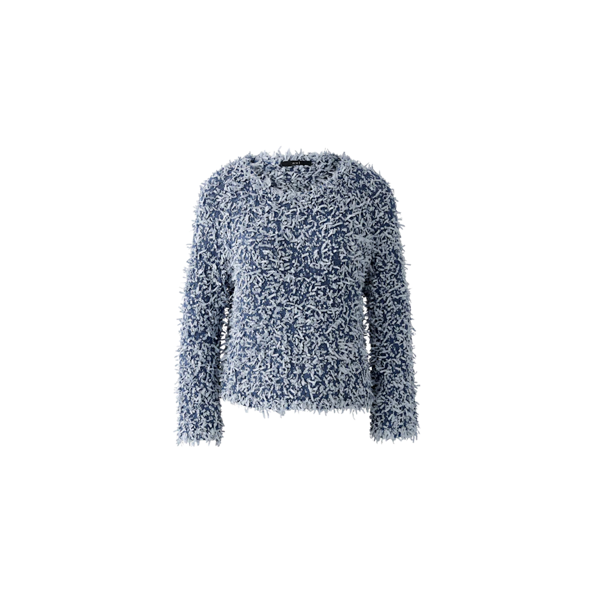 Cozy women's pullover in blue with textured design, perfect for casual outfits.