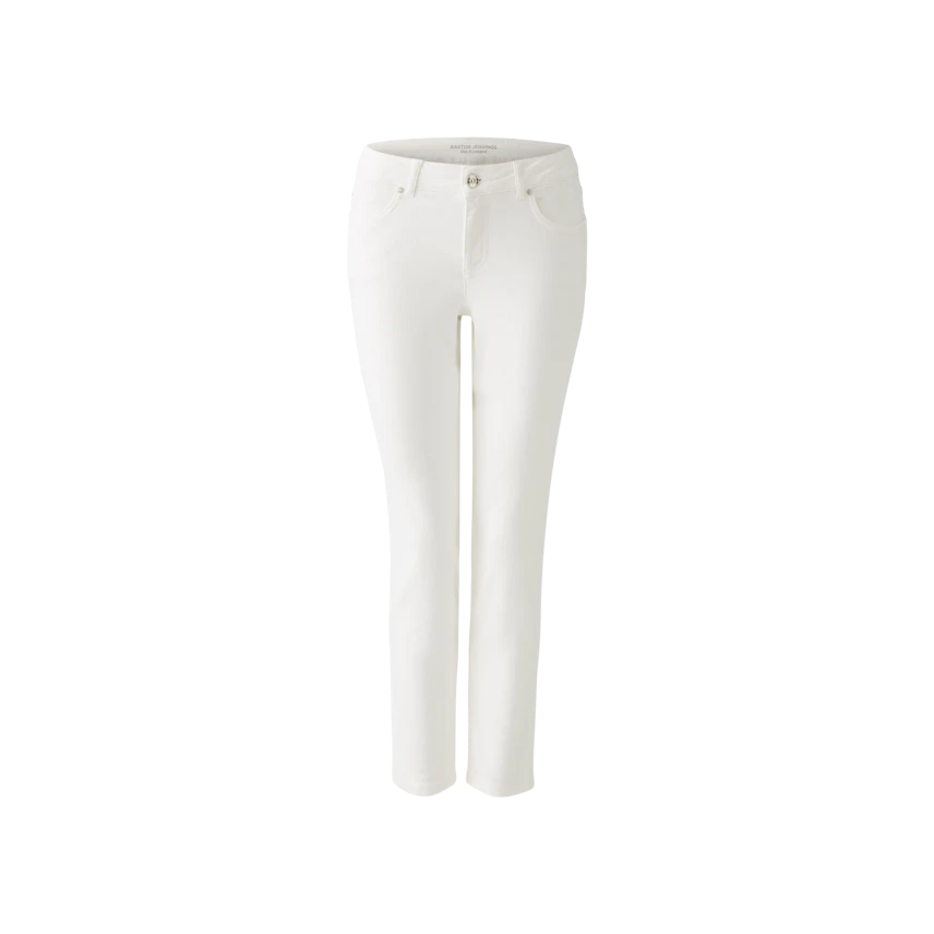 Casual women's jeggings in white, featuring a classic five-pocket design and a comfortable fit.