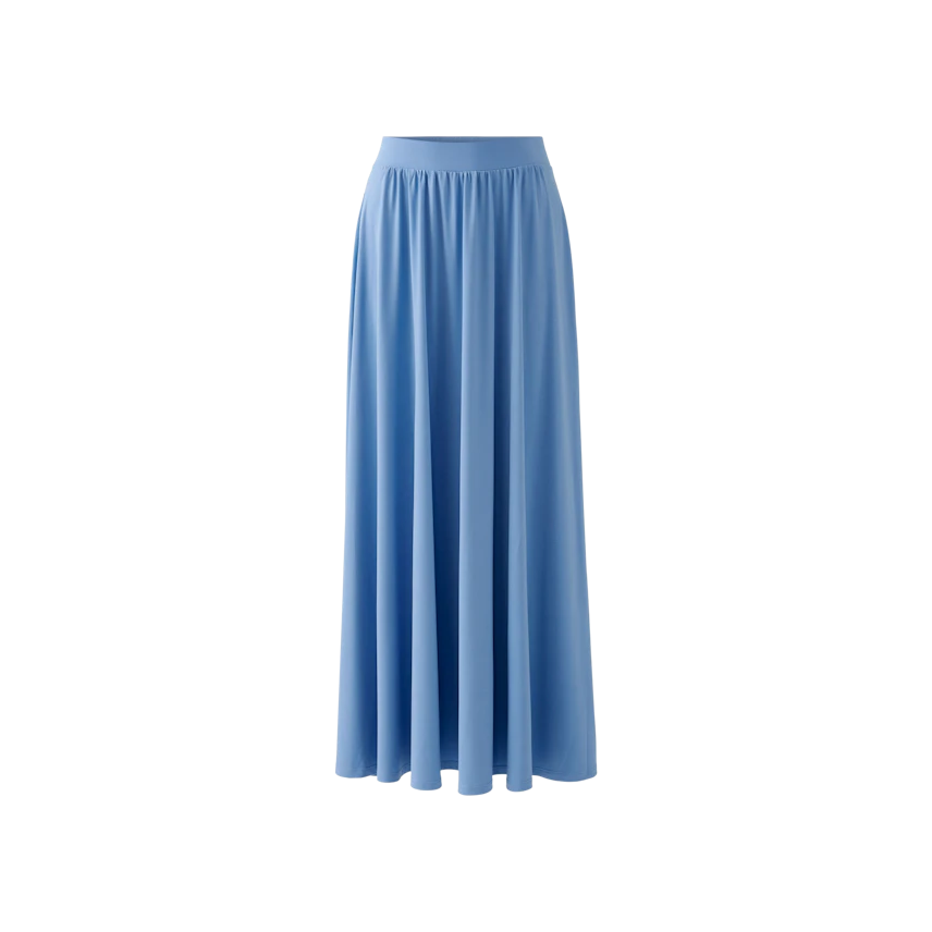 Flowy A-line skirt in soft blue, perfect for casual wear.