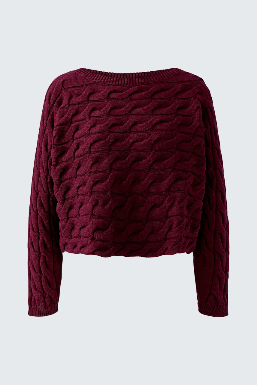 Damen-Pullover in dunkelrot mit strukturiertem Muster, lässig und bequem für den Alltag.