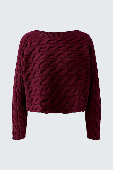 Damen-Pullover in dunkelrot mit strukturiertem Muster, lässig und bequem für den Alltag.