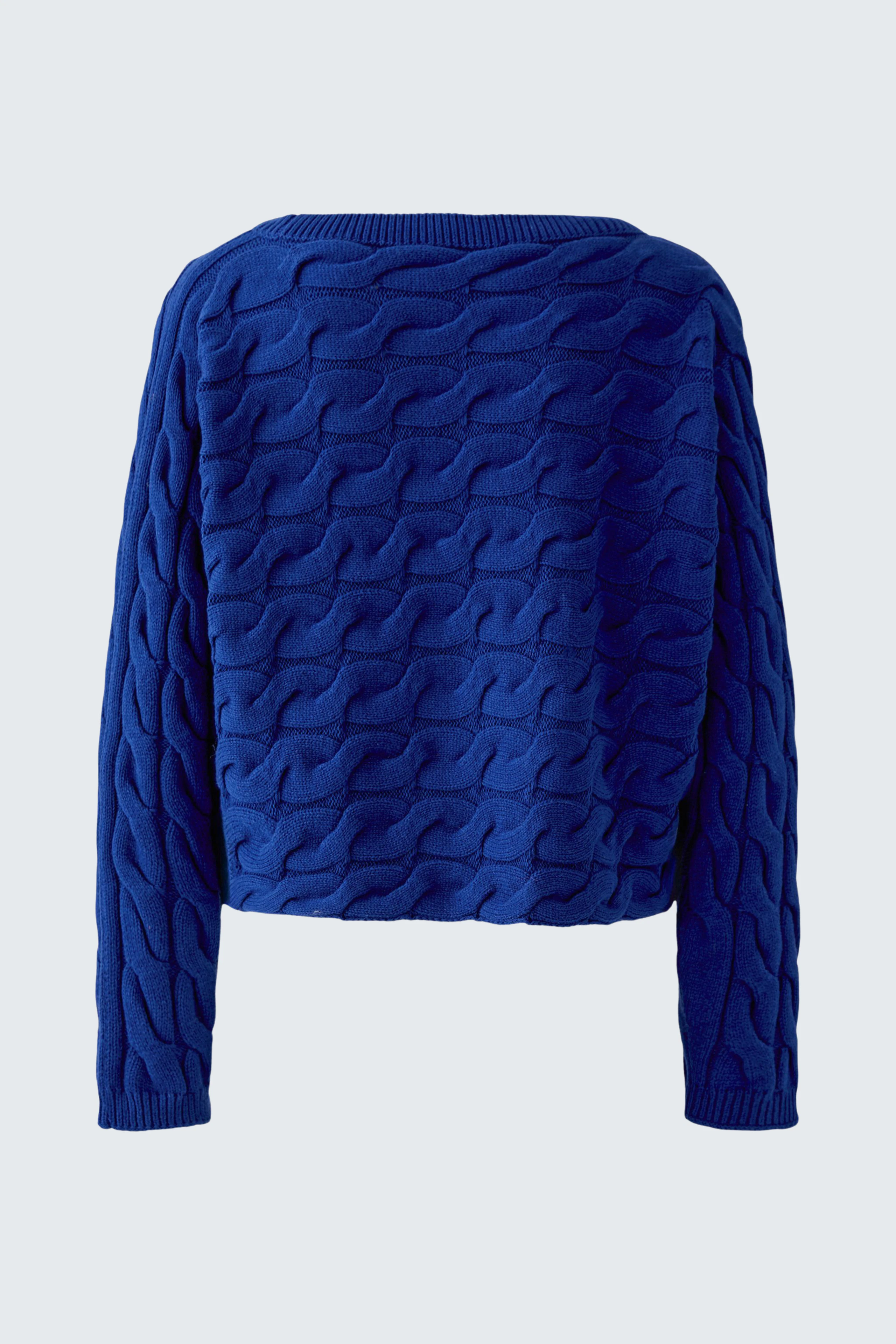 Blauer Damen-Pullover: Strickpullover mit Wellenmuster, ideal für einen lässigen Look.